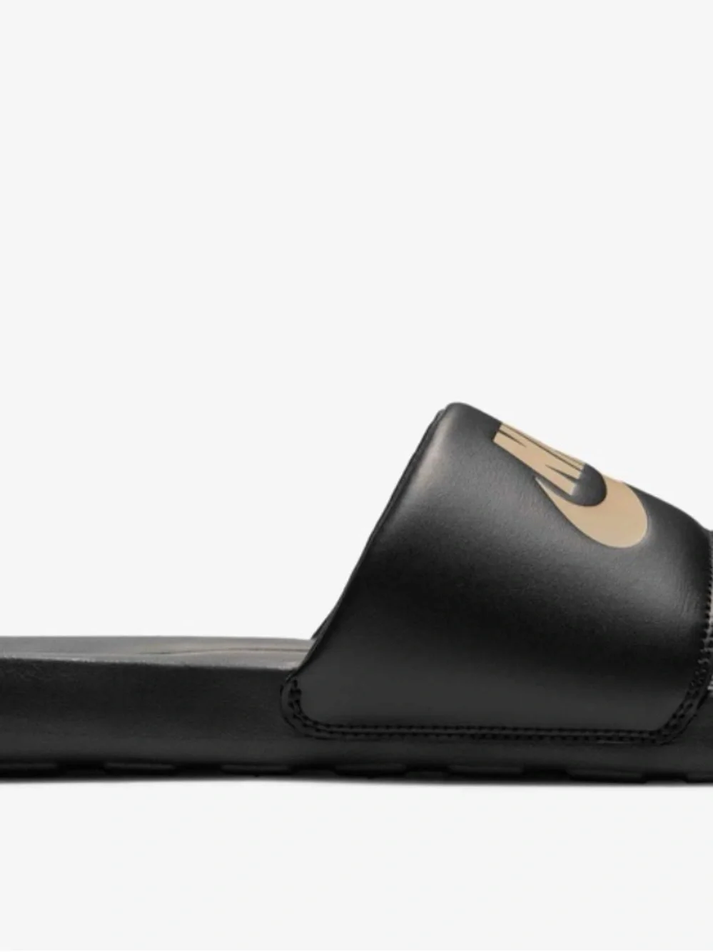 Nike Victori one Black and Gold Logo Slide Sandals 2785